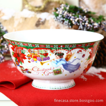 9 Inches New Bone China Christmas Salad Bowl